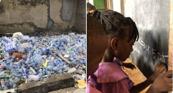 To make his school more accessible – and help clean up his local community – 38-year-old Patrick Mbamarah accepts plastic bottles collected from the street instead of tuition fees